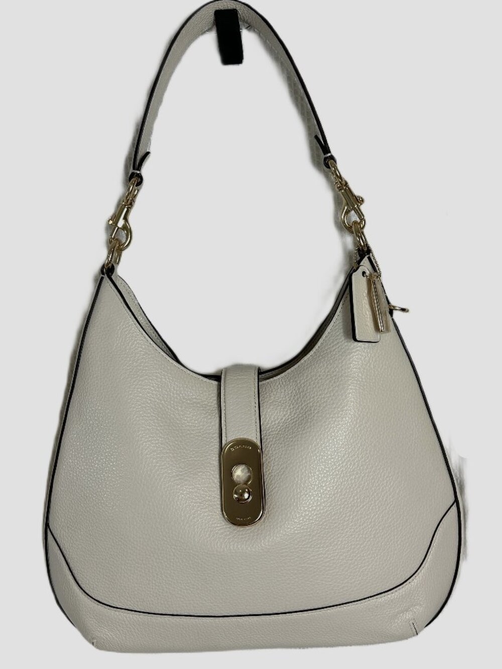 Coach NEW Amber Hobo Shoulder Bag Tab & Post Closure Ivory F48635 Minimalist